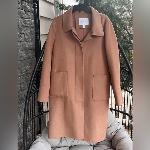 DEREK LAM 10 CROSSBY CAMEL WOMENS COAT WITH DETACHABLE FOX COLLAR SIZE 12 - Picture 3 of 16